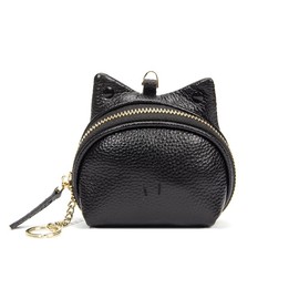 Yocipa Frog Leather Coin Case, Cute Women's Genuine Leather, Mini Wallet, Cute, Coin Purse with Key Chain, Multifunctional, Small Wallet, Coins, Keys, Cards Compatible, black