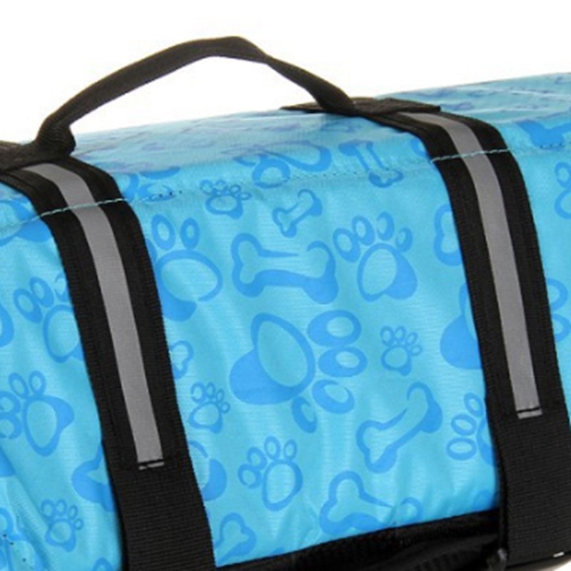 Dog Life Jacket Blue Bone Pattern Reflective Pet Dog Lifesaver