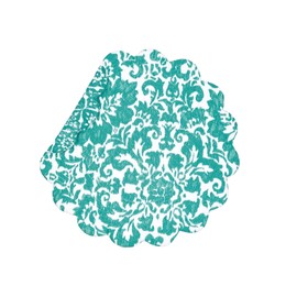 C&F Home Madison Aqua 17" X 17" Placemat Set of 6 Quilted Cotton Reversible Round Floral Geometric Washable Table Mats Easy to Clean Round Placemat Set of 6 Blue