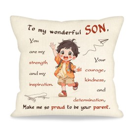 ACAROMAY To My Son Gifts from Mum Cushion Covers Throw Pillow Cover Gifts for Sons Birthday Christmas from Dad Home Decorative Pillow Cases 45x45 cm (Son)