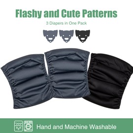 wegreeco Washable Male Dog Belly Band (Stylish Pattern)- Pack of 3 - Washable Male Dog Belly Wrap, Dog Diapers Male (Charcoal, Charcoal, Black, Small)