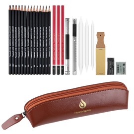 Heshengping Sketch Set Sketching Pencils Set Graphite Charcoal Pencils Sticks Drawing Graphite Set in Pencil Case Drawing for Beginners Artists Students Children