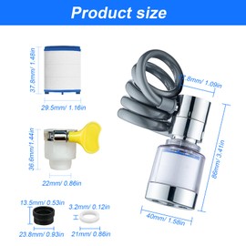MYLERCT Tap Extension, Stretchable Tap Attachment, Swivelling, Splash-proof Limescale Filter Tap, with Replacement Filter and Adapter, for Kitchen and Bathroom Taps