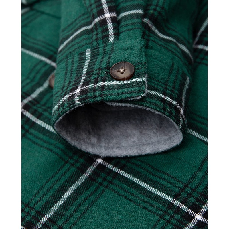 Women's Button Down Flannel Shirt Hoodies Jacket Thermal Fleece Lined