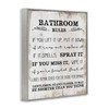 Stupell Industries Bathroom Rules Funny Word Wood Textured Design Gray