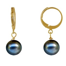LES POULETTES BIJOUX - Mini Hoop Earrings Gold Plated and Cultured Pearl, Pearl