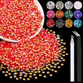 5000PCS 3mm Resin Jelly Rhinestones in Bulk (Red AB), Bedazzling Flatback Crystals Rhinestones for Crafting DIY Nail Decoration, Gems Diomand Charms for Tumbler Shoes Clothing Fabric