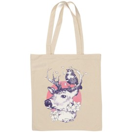 Red Sun Elk and Bird Nature Fall Graphic Einkaufstasche aus natürlicher Baumwolle