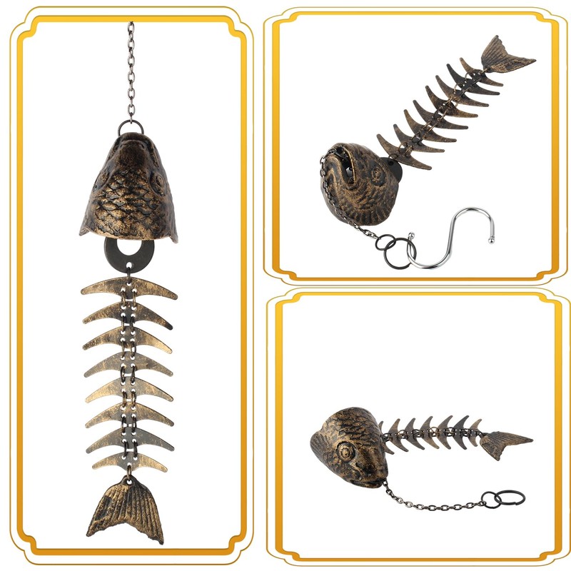 Fish Wind Chimes Outdoor Clearance, cast Iron Windchime with S