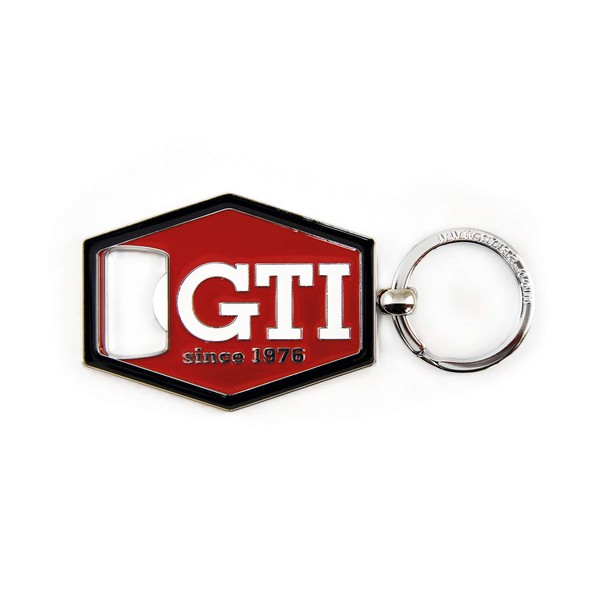 Brisa VW Collection - Volkswagen Keychain Key Ring Pendant Keyholder Accessory with Beer Bottle Opener in GTI Design (Red)