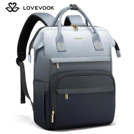 LOVEVOOK Gradient Laptop Backpack - Waterproof Work Computer Bag for College, Nurse, Travel, Work, Carry-On, School Supplies for Teacher, Student, Gift for Valentine's Day.:_Black&white&gray Gradient_15.6 inch