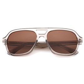ZENOTTIC Trendy Polarized Women Sunglasses: Retro Oversized Shades for Ladies - Square Men Sun Glasses with UV400 Protection Crystal Brown