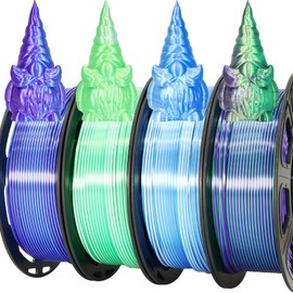 MIKA3D Dual Color Silk PLA 1.75mm Printer Filament Bundle, 2 Color in 1 PLA 4 Spools Pack, Silk White Blue, Silk White Green, Silk Green Purple, Silk Purple Blue, 3D Printing PLA 250g X 4 Spools