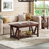 WLIVE Coffee Table with Storage Shelf, 39.4" Farmhouse Coffee Table