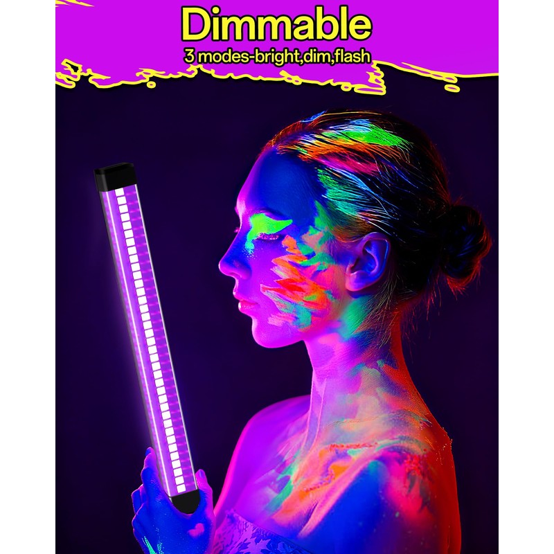 YQNLIFA 5000mAh Rechargeable Black Light Bar, Battery Powered Black Lights