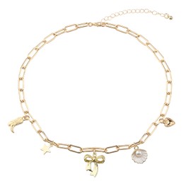 Coastal Cowgirl Charm Necklace Bow Charm Necklace Coastal Cowgirl Jewelry Seashell Summer Beach Western Necklace (Coastal Cowgirl necklace ca)