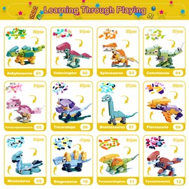 Dinosaur Filled Easter Eggs Toys: 12 Easter Eggs Prefilled Building Blocks Toys | Easter Basket Stuffers Gifts for Boys Kids | Surprise Easter Eggs Hunt Party Favor