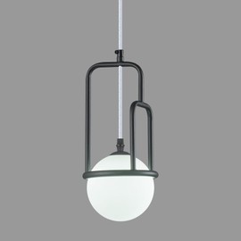 FDPBY 5 Inch Modern Black Pendant Light Globe Pendant Light Fixture Mid Century Pendant Lighting for Kitchen Island Dining Room Living Room Bedroom(1 Pack)