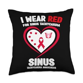 I Wear Red for Sinus Tachycardia Awareness Throw Pillow