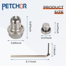 PETCHOR M12.1-1.25 x 15mm Oil Drain Plug Oversize Piggyback, Stainless Steel Self Tapping Oil Pan Thread Repair Kit with O-Ring