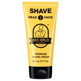 Bee Bald SHAVE Premium Shaving Cream Goes On Light & Slick That's Incredibly Smooth & Quick For Both Face And Head, 6 Fl Oz