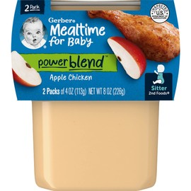 Gerber Mealtime for Baby 2nd Foods PowerBlend Baby Food Tubs, Apple Chicken, Unsweetened with No Added Colors or Flavors, 2-4 oz Tubs/Pack (Pack of 6)