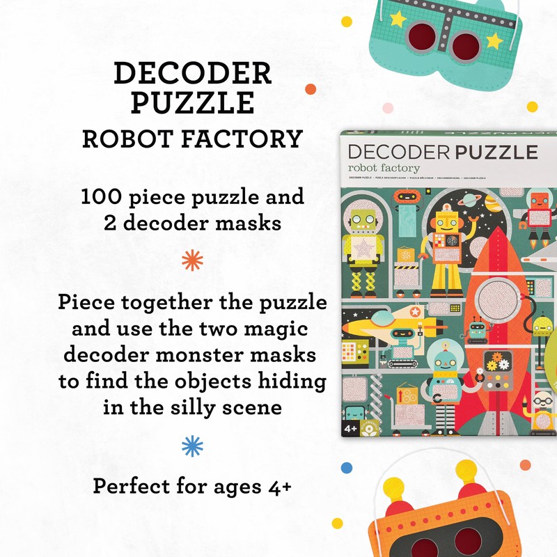 Petit Collage Robot Factory Decoder Children’s Puzzle, 100-Pieces – Jigsaw