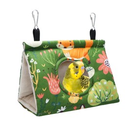 Wontee Bird Nest House Winter Warm Snuggle Hut Bird Bed Hanging Hammock for Parakeets Caique Senegal Quaker Parrots Cockatiels Conures (Small, Green)