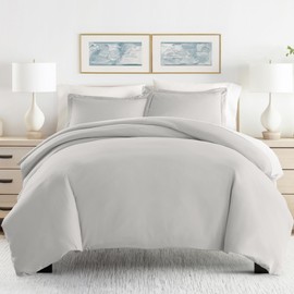 ienjoy Home Hotel Collection Soft Brushed Microfiber Duvet Cover Set, Queen, Light Gray (BLL-Duvet-Queen-LGRAY)
