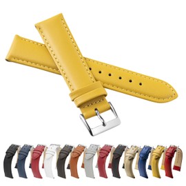 MARCHEL Smooth Leather LLB Leather Bracelet Genuine Leather Watch Strap Cowhide Fine Leather (22 mm, Yellow), yellow, Classic