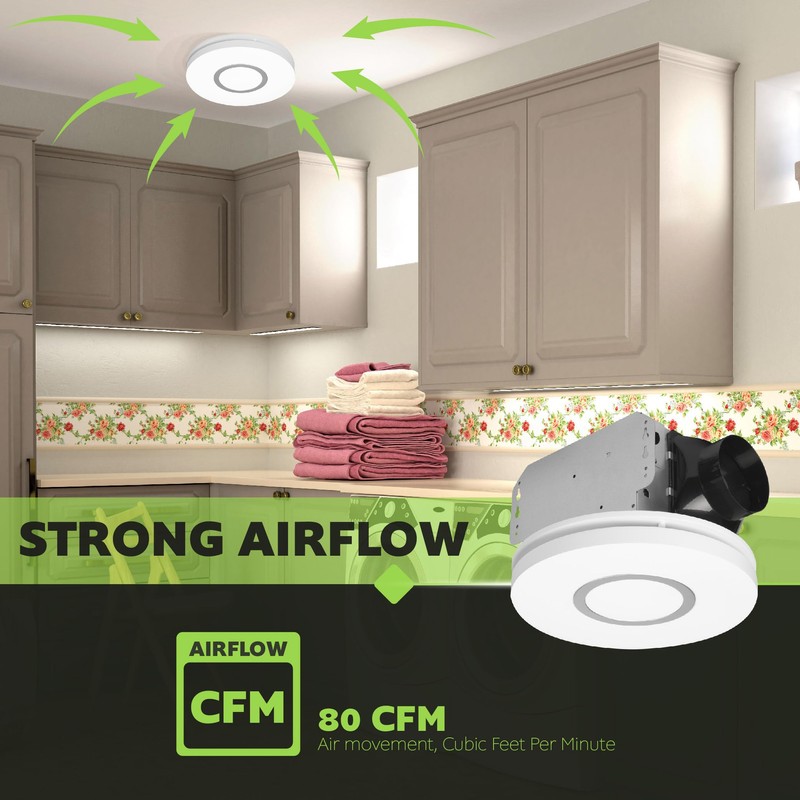 Homewerks 7141-80-CTA Bathroom Fan with LED Lights Color Changing 80