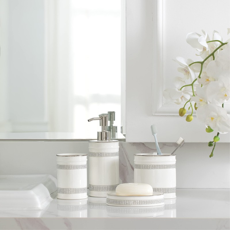 Motifeur Bathroom Accessories Set, 4-Piece Ceramic Bath Accessory Complete Set