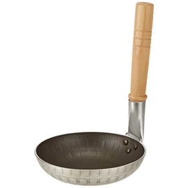 Endoshoji Commercial Use Mini Oyakodon Pan with Upright Handle, Select, Aluminum Body, Natural Wood Handle, AOY30