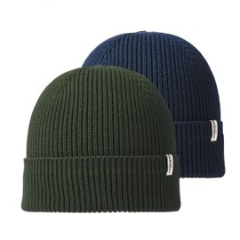 JACK & JONES Men's Jacbrink Beanie Hat, Pack of 2 (1 x navy blazer / 1 x rosin)
