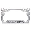 Blessed Diva Palm Tree Design Chrome/Black Metal Auto License Plate