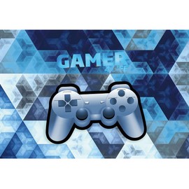 Yeele 10x8ft Video Game Backdrop Blue Grey Controller Photo Background for Kids Boys Gamer Room Decoration Supplies Video Gamer Party Photography Background Vinyl Fabric Photo Shoot