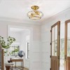 Modern Semi Flush Mount Ceiling Light, 9.89" 2-Light Gold Hallway