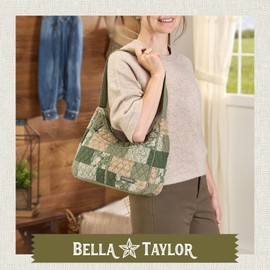 Bella Taylor Blakely - Hobo Shoulder Bag for Women - Lightweight Quilted Fabric Purse with Pockets -Heirloom Rose Patchwork