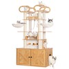 Heybly Cat Tree with Litter Box Enclosure, 76.8-inch Wooden Cat