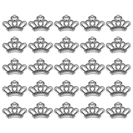 PATIKIL Crown Charm, 100Pcs Mini Crown Pendant Charm Bulk Vintage Metal Designer DIY for Jewelry Making Bracelets Earrings Necklace Wedding Crafts Queen Fashion, Silver