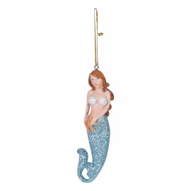 Beachcombers International HAND PAINTED RESIN SET OF 3 MERMAID W/ BLUE SHIMMERY TAIL CHRISTMAS ORNAMENT