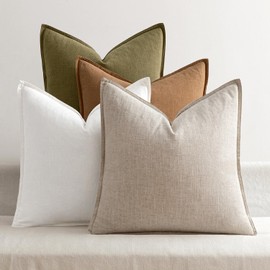 MIULEE Brown Linen Pillow Covers Pack of 4 Decorative Natural Solid Throw Pillow Covers Soft Accent Boho Farmhouse Couch Pillowcases Modern Home Decors for Living Room Bed Sofa 20x20 Inch
