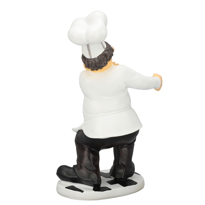 Resin Chef Statue Restaurant Dining Table Decor Holding Red Wine