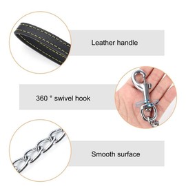 Metal Dog Lead, 180 cm Training Lead High Performance Dog Chain Dog Lead Made of Leather and Metal for Large, Medium and Small Dogs