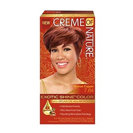 Exotic Shine Hair Color by Creme of Nature, 7.64 Bronze Copper, with Argan Oil from Morocco, 1 Application