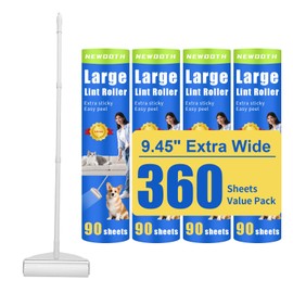 Large Lint Rollers for Floor Carpet, Sticky Floor Roller with 3 Extendable Long Handle for Pet Hair Removal, 9.45" Giant Lint Roller with 360 Sheets for Carpets, Beds, Cars, Clothing