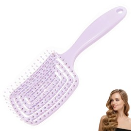 Luoqun 88 Detangle Hair Brush, Curved Vent Brush and Hair Detangler, Easy Detangling Vented Styling Comb Salon for Long Thick Curly Straight Dry Wet Hairs, Styling Comb (Light Purple)