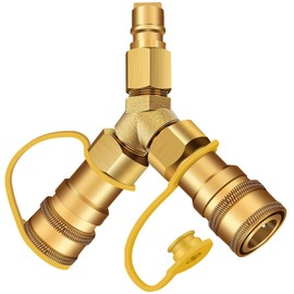 3/8" Y-Splitter Propane Quick Connect/Disconnect Adapter,2 Way Natural Gas Hose Quick Connect Adapter Suitable for Natural Gas Grills, RV, Pizza Oven, BBQ and More