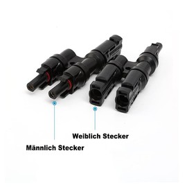 Hurifeng Photovoltaic Plug MC4 Splitter - T-type 3-Way, 4-Way, 5-Way Solar Plug - IP67 Waterproof, High Voltage 1500V, Quick Installation for Solar Panels (1Y2)