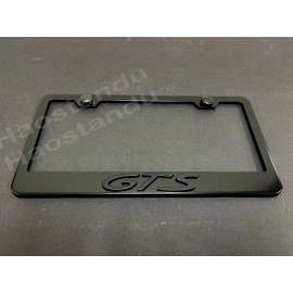 License Plate Frame Shop 1x (Black) GTS 3D Emblem BLACK Stainless License Plate Frame RUST FREE + S.Caps